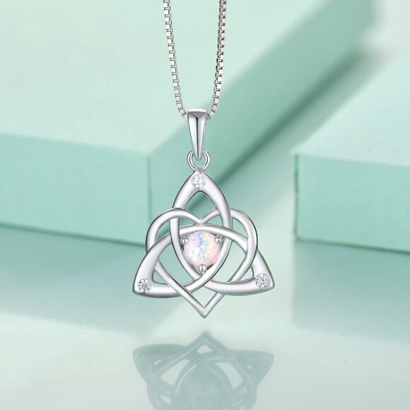 Celtic Knot Necklace for Women 925 Sterling Silver Trinity Love Knot Pendant Bir - Picture 4 of 6